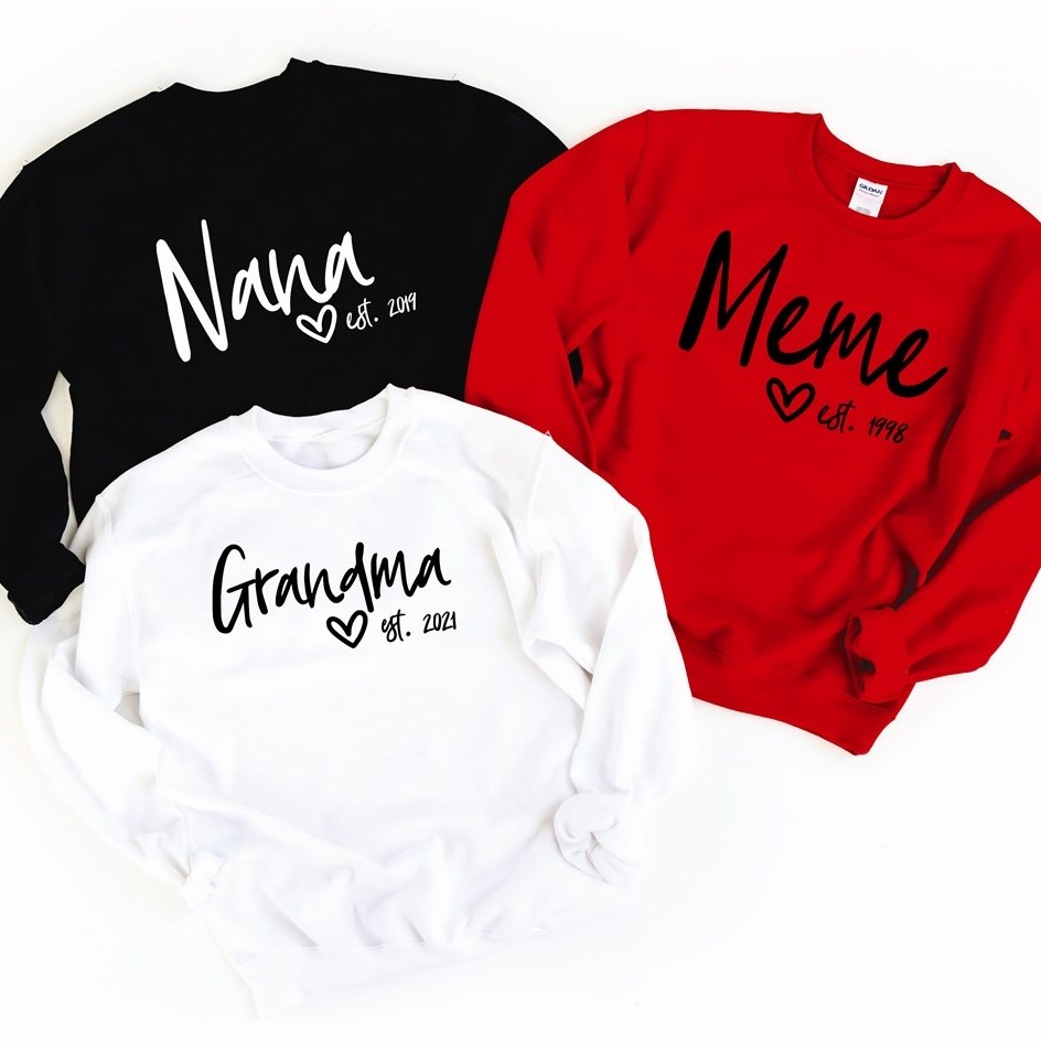 Personalized *Mom Grandma Est. Crew Neck