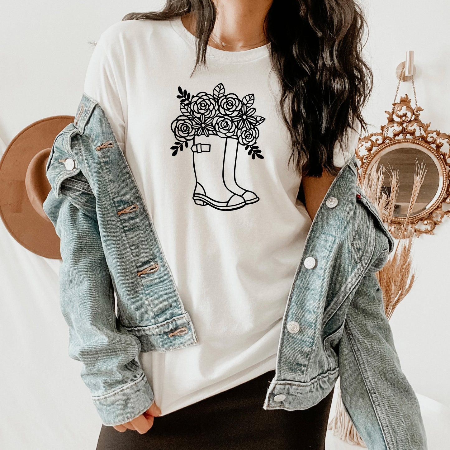 Rain Boots & Flowers Tee