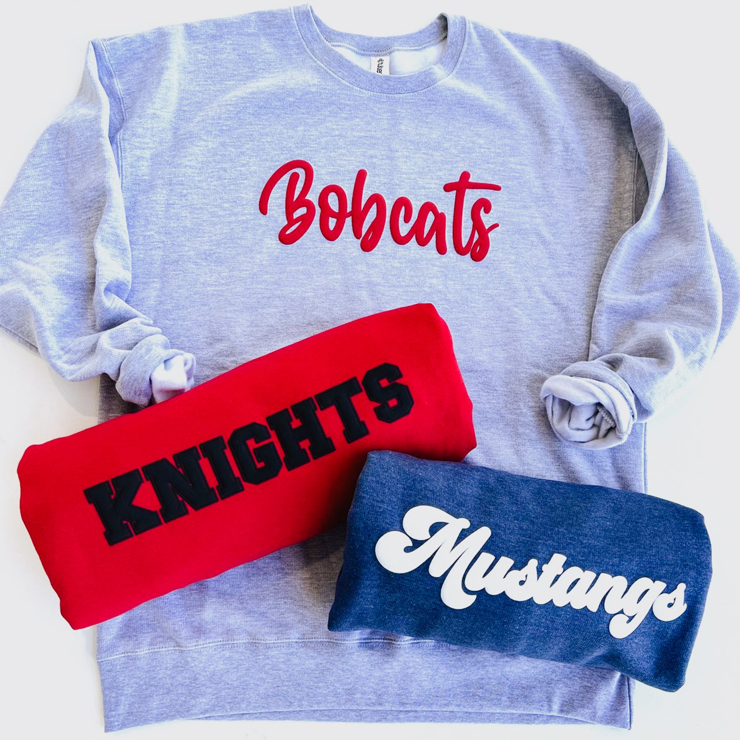 Custom Team Puff Print Crew Sweatshirts