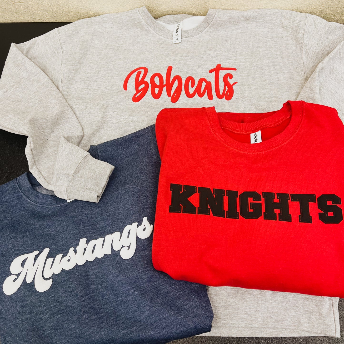 Custom Team Puff Print Crew Sweatshirts