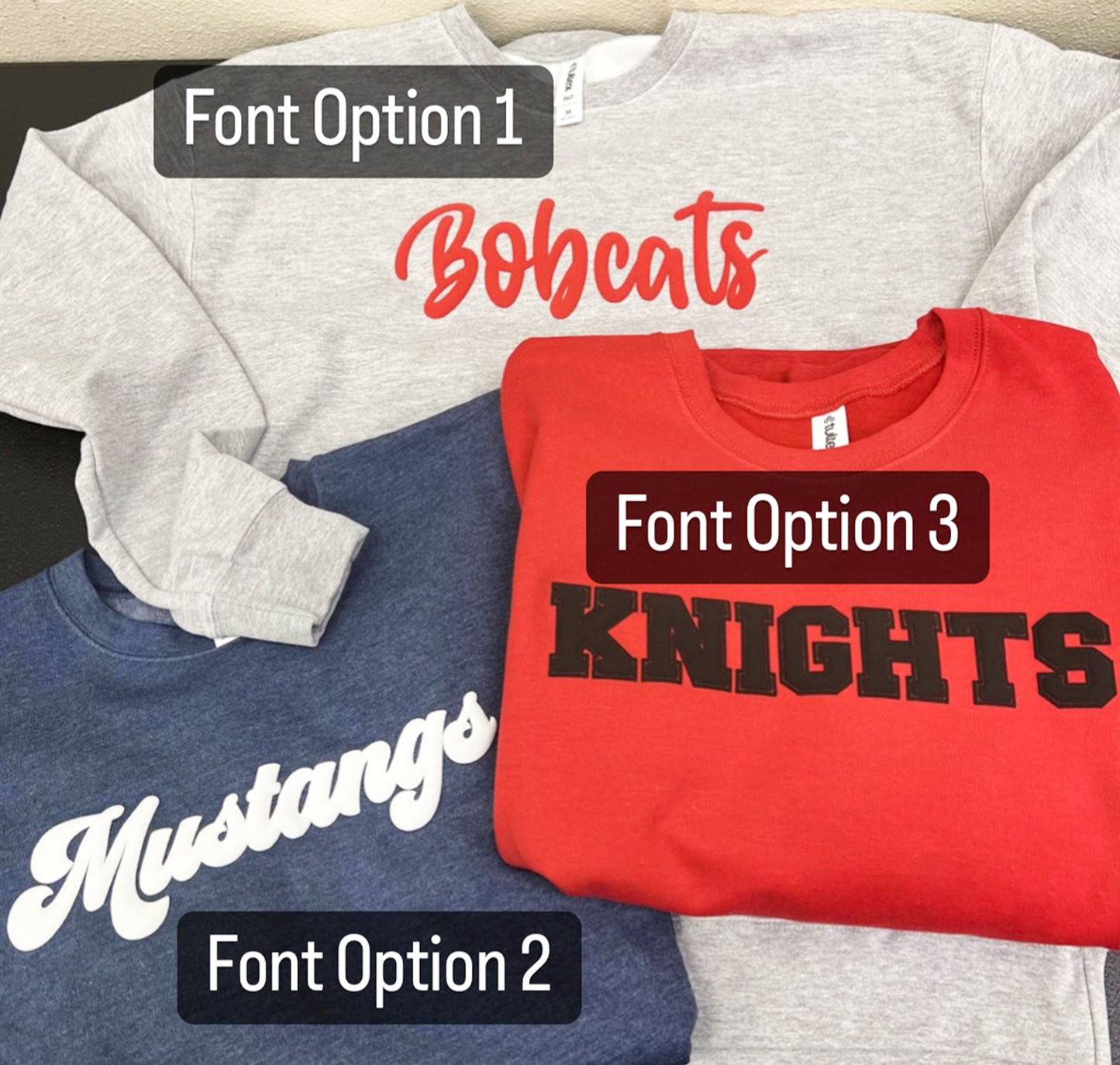 Custom Team Puff Print Crew Sweatshirts