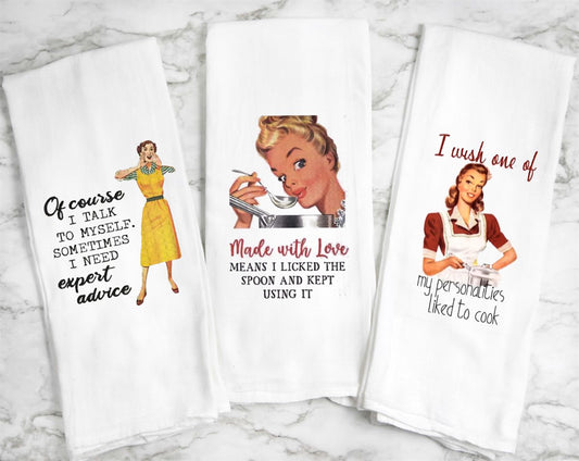 Vintage housewife kitchen towels 2 pack