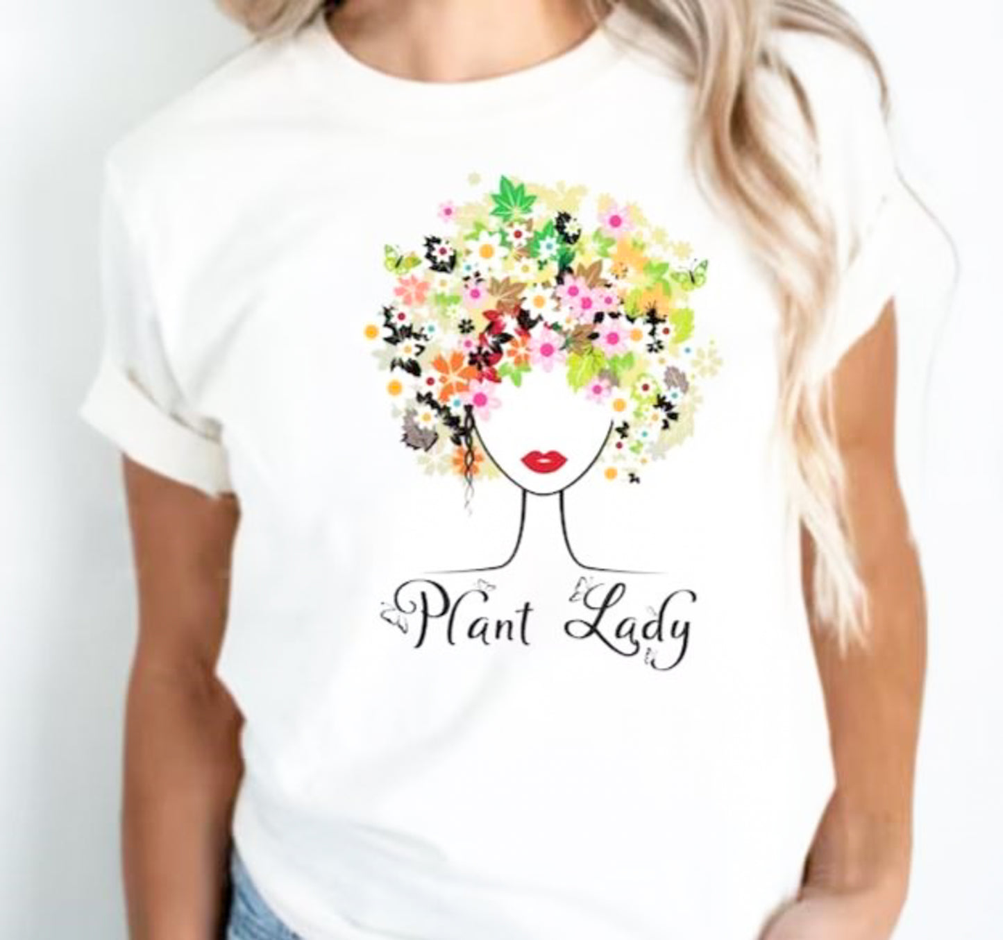 Plant Lady Flower Hair T-Shirt or Crew Sweatshirt